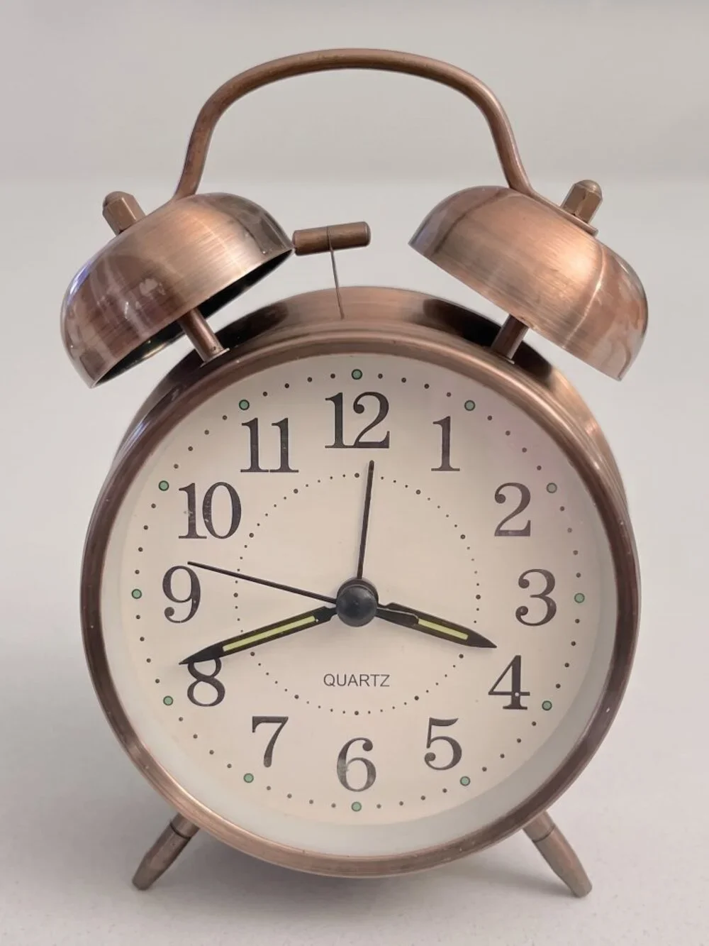 ikasus Vintage Twin Bell Alarm Clock Copper Bronze Silent Backlight Desk 6.3